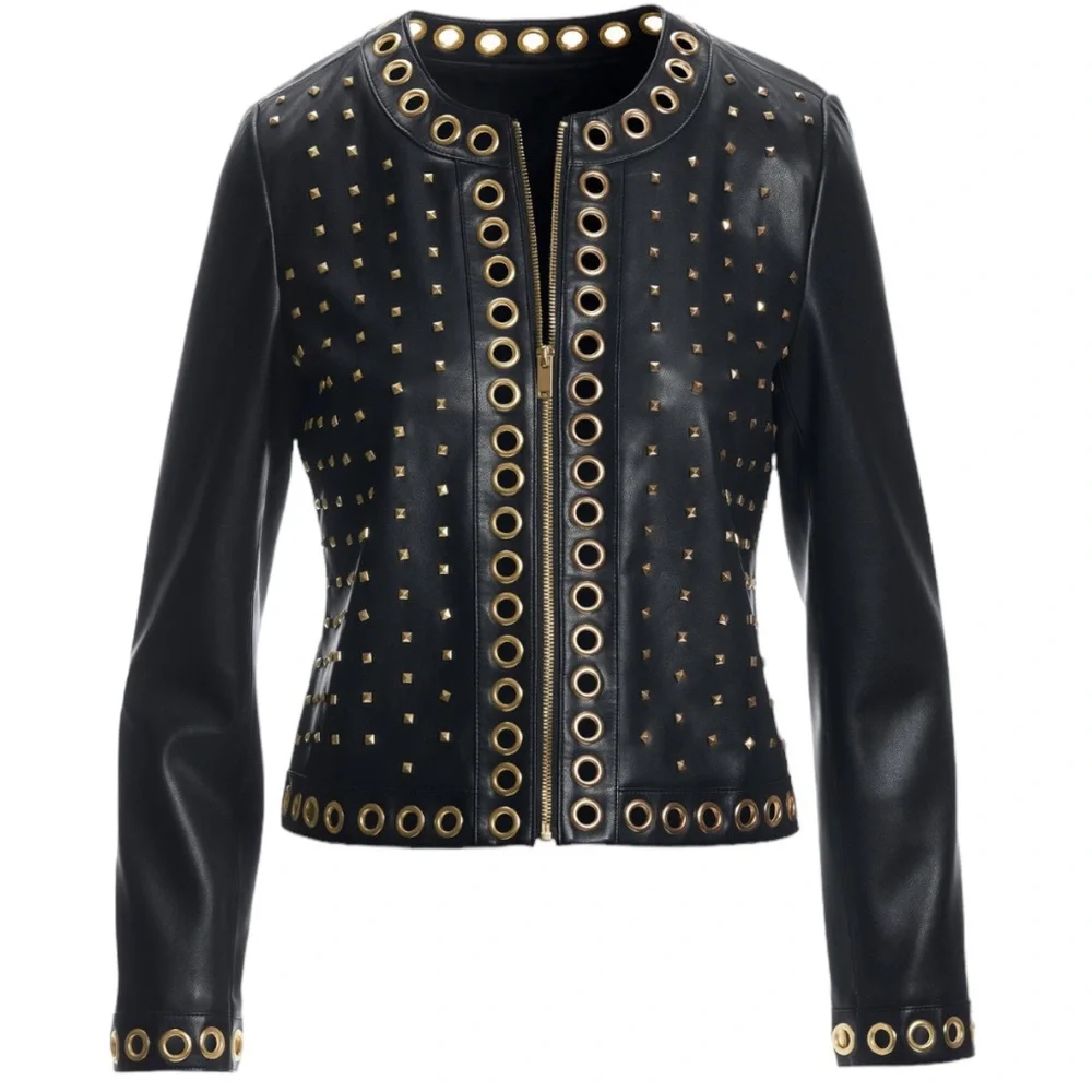 NWT Boston Proper Grommet + Studs Faux Leather Jacket Sz M (8/10) NEW IN PACKAGE - Picture 9 of 11